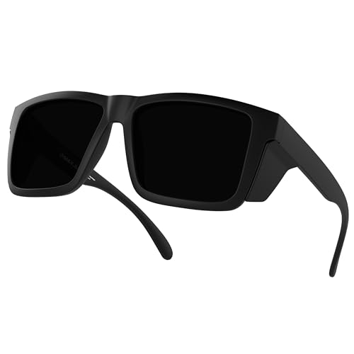 MAXJULI XXL Size Z87 Sunglasses with Side Shield - Super Dark for Big Wide Heads Men TR90 UV400 Protection