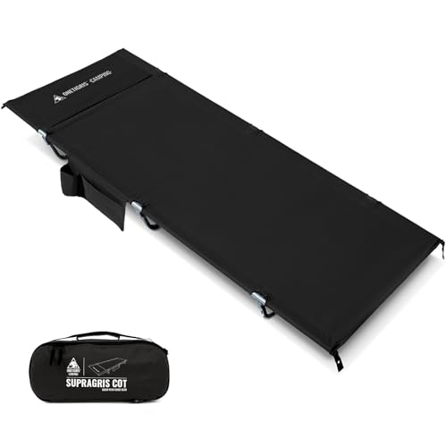 Ultralight Camping Cot with Support Up to 400lbs - Black