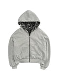 Leopard Print Reversible Hoodie Jacket - Grey Medium, CUTEGAL