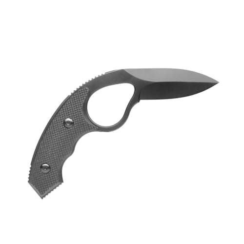 Black Fixed Blade Knife with AUS-8 Steel & Full-Tang, Includes Sheath & Trainer