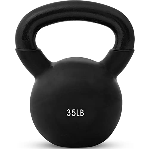 35lb Vinyl Coated Cast Iron Kettlebell for Strength & Cardio Workout
