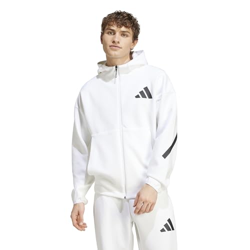 adidas Men's Z.N.E. Full-Zip Hoodie Jacket - Medium White