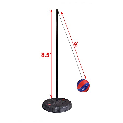 Portable Tetherball Set with Water-Base, Poles & Soft Tetherball - Outdoor Backyard Fun