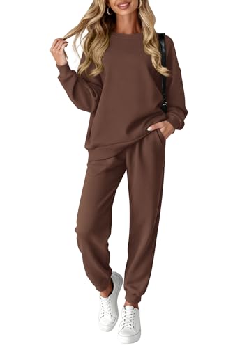 KIRUNDO Brown 2-Piece Lounge Sweatsuit Set for Women - Large