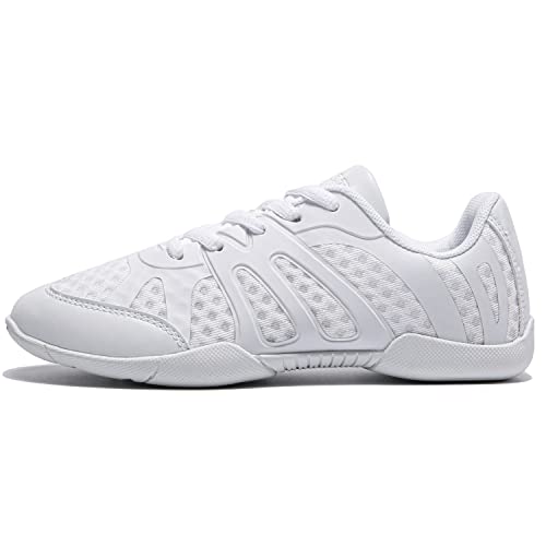 White Cheer Shoes for Women Girls Youth Cheerleading Sneakers - Size 10 - Breathable & Comfortable Athletic Flats
