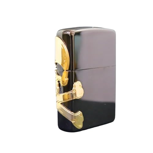 Zippo Refillable Metal Lighter with Skull Black Case Design