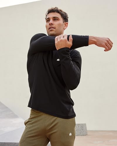 X-Large 3-Pack Men’s Long Sleeve Workout Shirts - Black Charcoal Navy Logo
