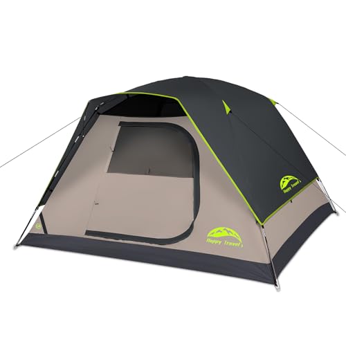 Happy Travel Black 4-Person Dome Tent with Rainfly – Spacious Camping Shelter