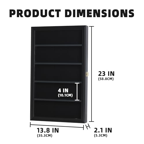 DisplayGifts Black Hockey Puck Display Case Wall Shelf Shadow Box with UV Protection