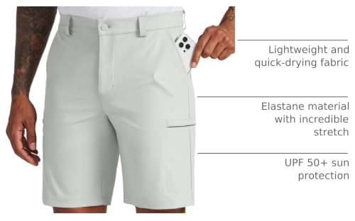 Willit Men's Stretch Golf Shorts 9-Inch Inseam Casual Cargo Quick Dry Light Gray