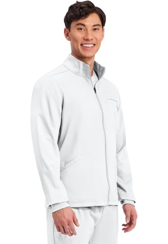 Cherokee WW Revolution Scrub Jacket Men Zip Front Nurse Jacket 5 Pockets Large White