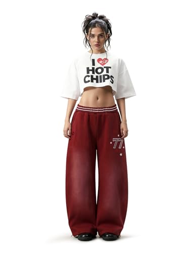Aelfric Eden X-Small Red Baggy Cargo Sweatpants Men Women Loose Fit Streetwear
