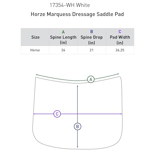 HORZE White Quilted Dressage Saddle Pad with Crystal Trim - Quick-Dry