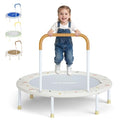 White 36-Inch Foldable Toddler Trampoline with Foam Handle - Indoor Safe Rebounder