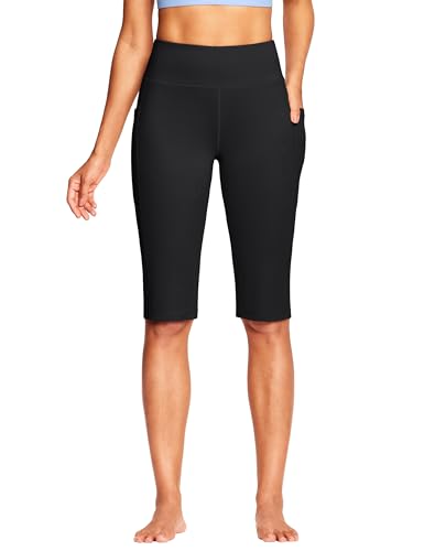 ISEEGZ Capri Pants for Women with Pockets - 14-Inch Inseam Black XL