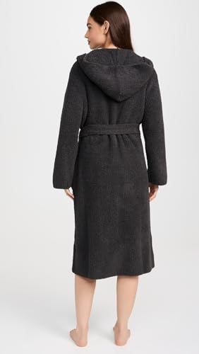 Barefoot Dreams CozyChic Ribbed Hooded Robe - Carbon, Unisex Loungewear