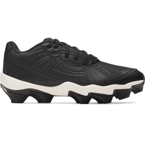 Kids Softball Cleats - Lightweight Support & Traction, Black/White 12 Little Kid