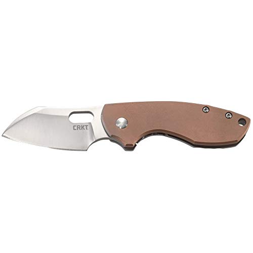 CRKT Pilar Copper EDC Folding Pocket Knife - Compact Satin Blade, Frame Lock, Reversible Clip - Variation: Pilar - Copper