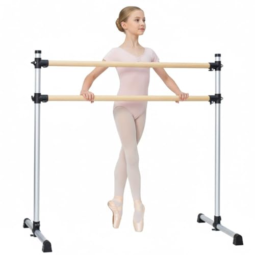 UMEKEN Solid Wood Ballet Barre - 4ft Adjustable Portable Dance Bar for Home & Studio