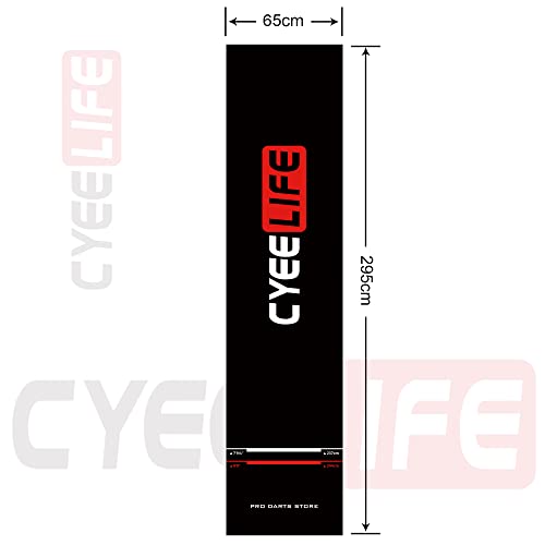 Black Dart Board Mat 65x295cm with Carrying Bag & Throw Line for Steel & Soft Tip Darts