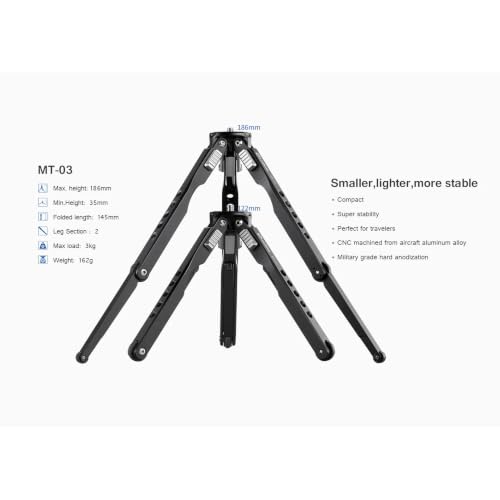 Mini Tabletop Tripod - Aluminum Foldable Portable Camera Stand - MT-03