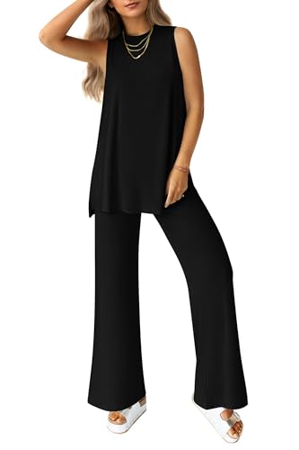 PRETTYGARDEN 2 Piece Lounge Sets for Women Travel Outfits X-Large Black