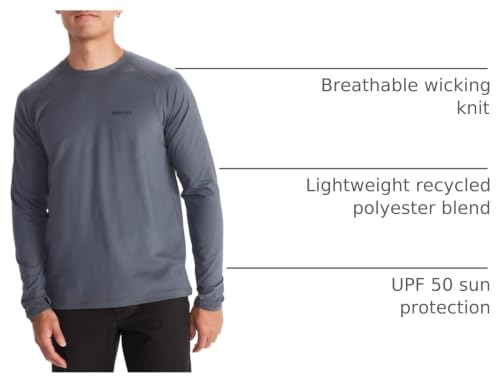 Men's Windridge Long Sleeve Shirt - Medium Steel Onyx, Moisture-Wicking, UPF 50