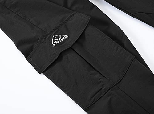 Women's Lightweight Hiking Pants - Quick Dry, UPF 50, Cargo with 6 Pockets, Large Black