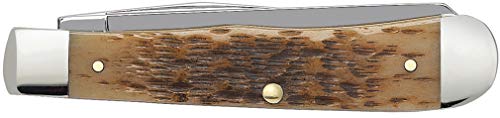 Case XX WR Pocket Knife Trapper Amber Bone Handle with Carbon Steel Blades, 4 1/8" Closed