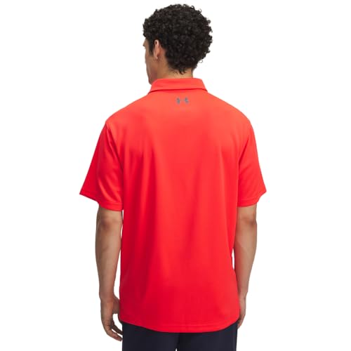 Under Armour Men's Tech Golf Polo - Racer Red / Pitch Gray / Medium