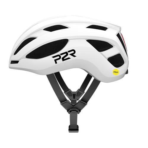 P2R A20 MIPS Bike Helmet with Rear LED Light - Large White Adult & Teen Cycling Safety