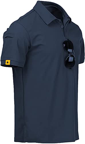 Men's Short Sleeve Moisture Wicking Golf Polo Shirt - Navy Blue, 4X-Large