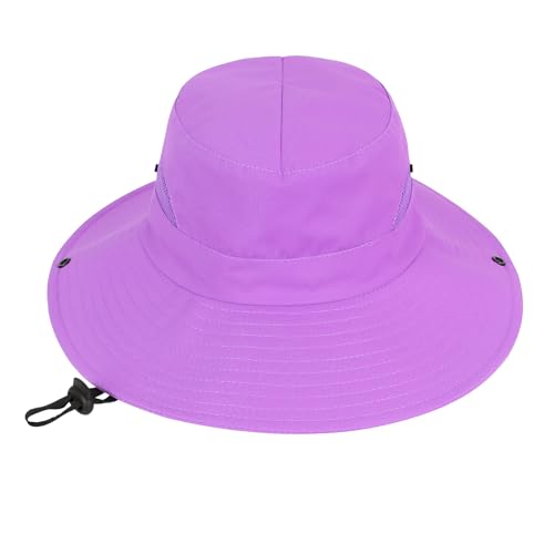 Kids Sun Hat Ponytail Girl UPF 50 Bucket Cap Summer Beach Fishing 2pcs Purple Watermelon Red 8-12T