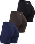 AUROLA Power Workout Shorts for Women - Medium Pack Black/Navy/Chocolate - Tummy Control, Squat Proof, Seamless Active Shorts