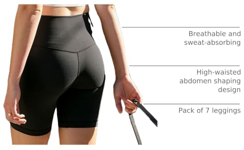 High Waisted Biker Shorts for Women 8 Inch - 7 Pack Soft & Comfortable