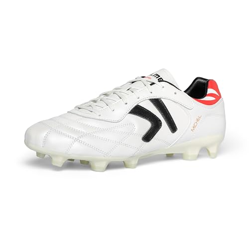 KELME Men’s Soccer Cleats Pro Calfskin Leather White 9 Outdoor Firm Ground Football Shoes