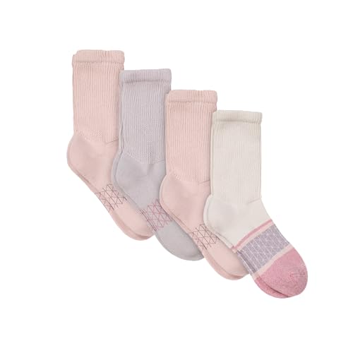 Hanes Women's Non-Binding Crew Socks 4-Pack - Pink, Tan, Green, Cushioned