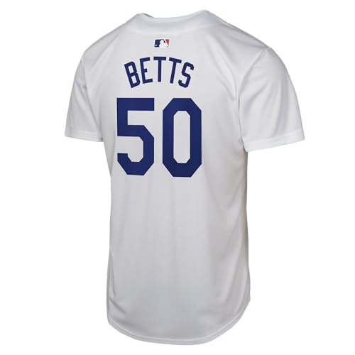 Kids MLB Los Angeles Dodgers Mookie Betts Jersey White 14-16