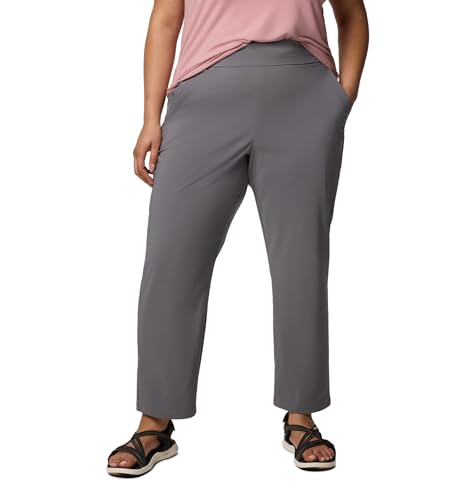 Women's All-Season Stretch Pull-On Pants with UPF 50 Rain and Stain Resistance - City Grey, Large