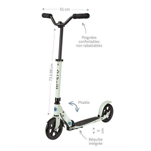 Micro Kickboard Speed Deluxe Foldable Scooter for Teens & Adults - Clay, 180mm PU Wheels, Adjustable Handlebar, Up to 220 lbs