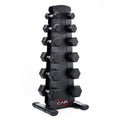 Rubber Coated Dumbbell Set with Vertical Rack - 100, 150, 210 lbs Options