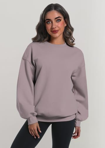 Women’s Oversized Sweatshirt Hoodie Grey Brown Medium Long Sleeve Fall Winter Cozy Pullover