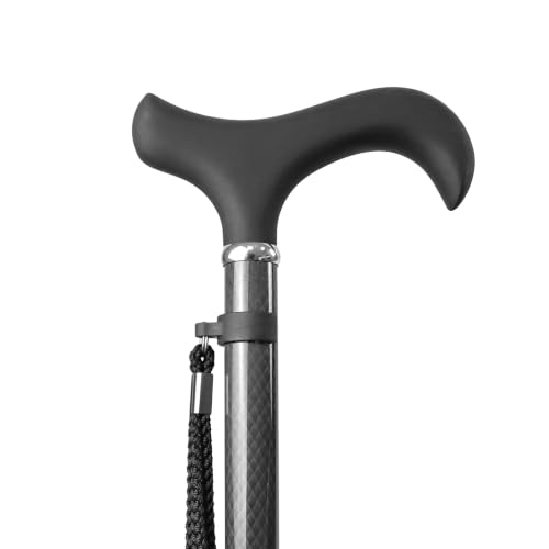 Foldable Carbon Fiber Walking Cane for Men and Women - Adjustable, Lightweight, Soft Grip, Black - PRO Model