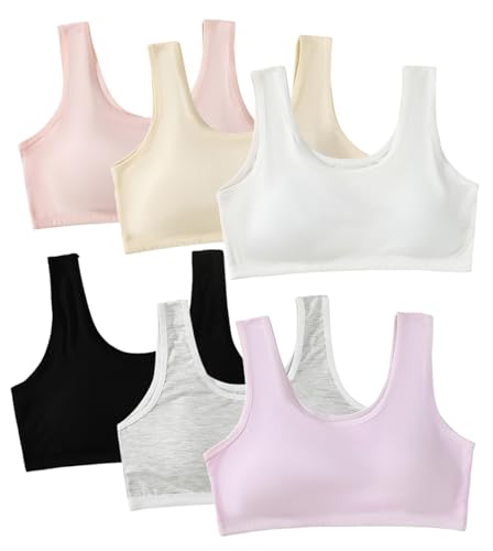 Kids Girls Adjustable Cotton Training Bra Light Padded 10-16 Years White Pink Grey Coral Nude