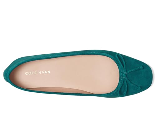 Women's Square-Toe Ballet Flats with Bow & Padded Insole - Rainforest Suede 8