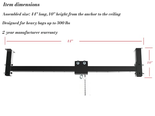 42'' Heavy Bag Wall Mount Roller Hanger for Punching Bags Up to 300 LBS - Easy Adjust, Quiet Operation