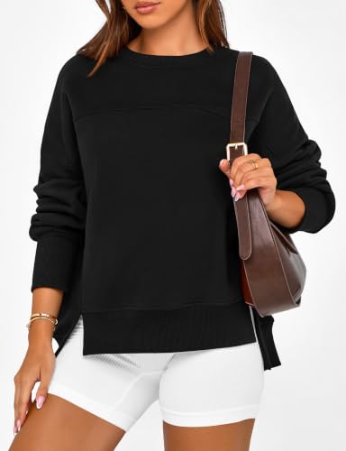 Women's Black Fleece Crewneck Sweatshirt - Large Pullover