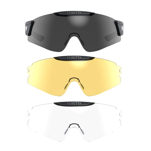 Beretta Intermask Shooting Eyeglasses Fume & Neutral & Yellow - Protective Interchangeable Lenses