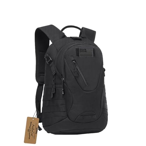 ArcEnCiel 15L Tactical Motorcycle Backpack with Patch - Black