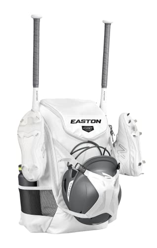 Fastpitch Softball Backpack with Helmet Holder and Gear Clips - White